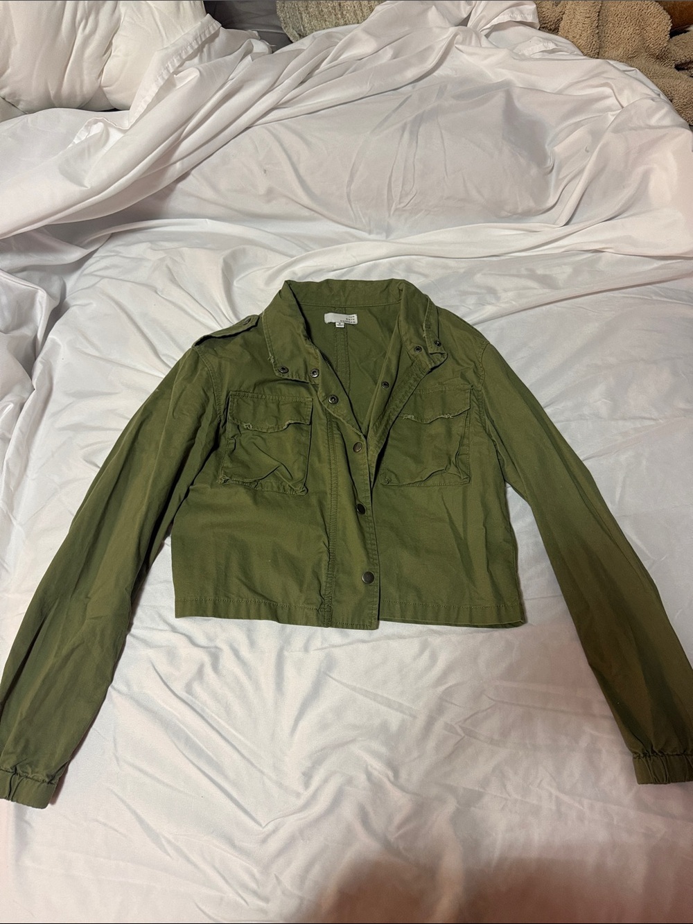 Ten Sixty Sherman Olive Green Cropped Utility Jacket